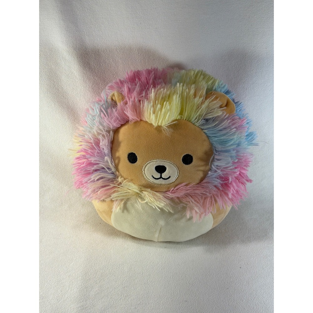 Squishmallows Leonard the Lion Rainbow Mane 8 Inch Tan Plush Kellytoy